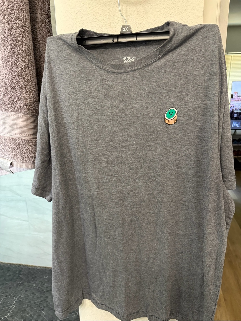 1764 Gray Tee with Small Green/Orange Crest